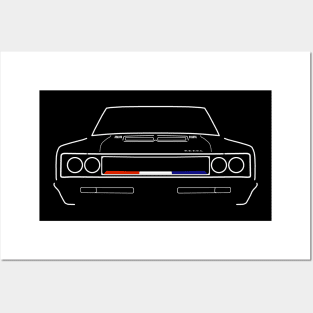 AMC Rebel The Machine 1970 classic muscle car white outline graphic Posters and Art